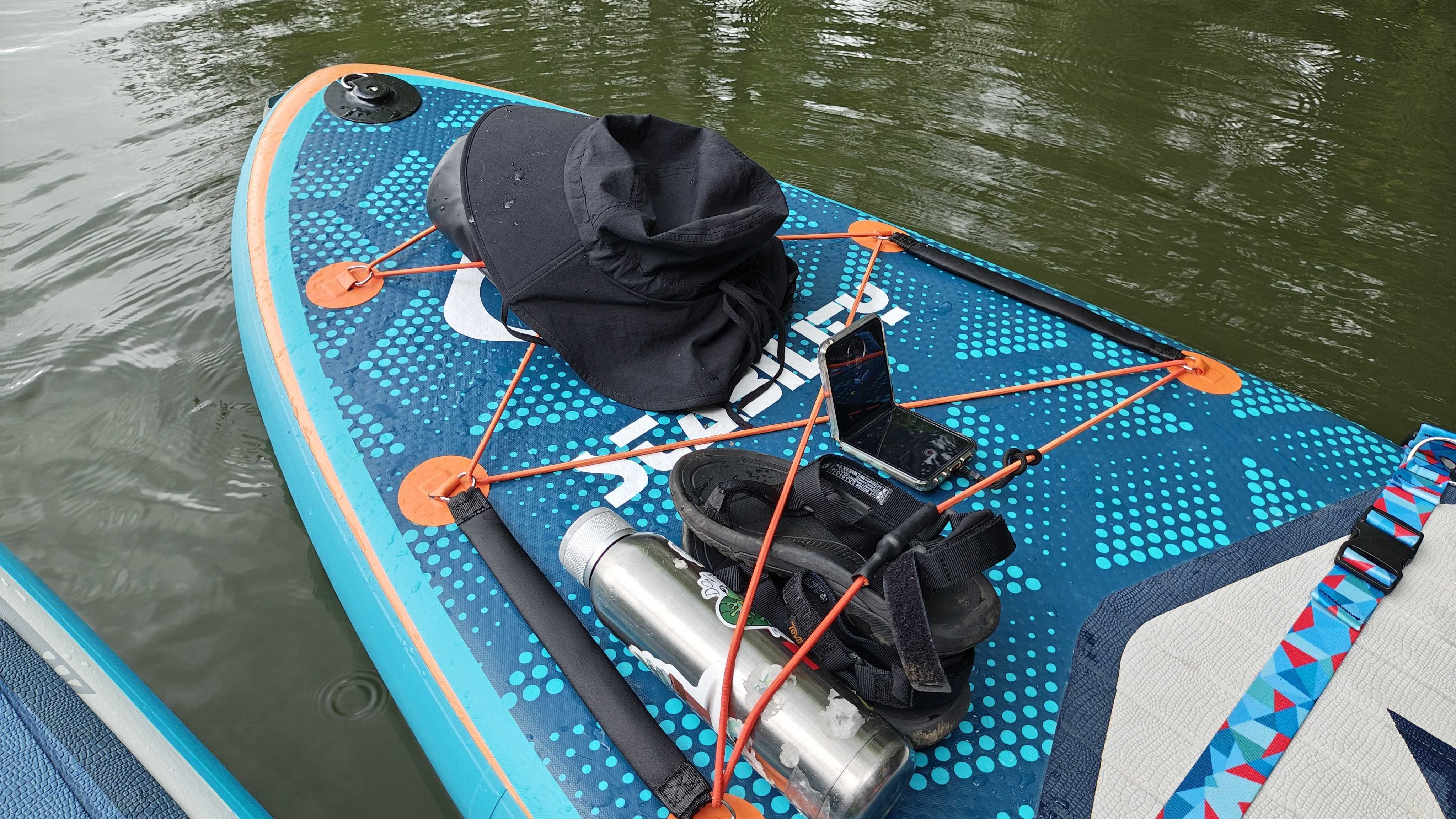 The Motorola Razr Plus 2025 on a paddleboard