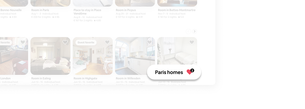 Contextual favourites concept for Airbnb.