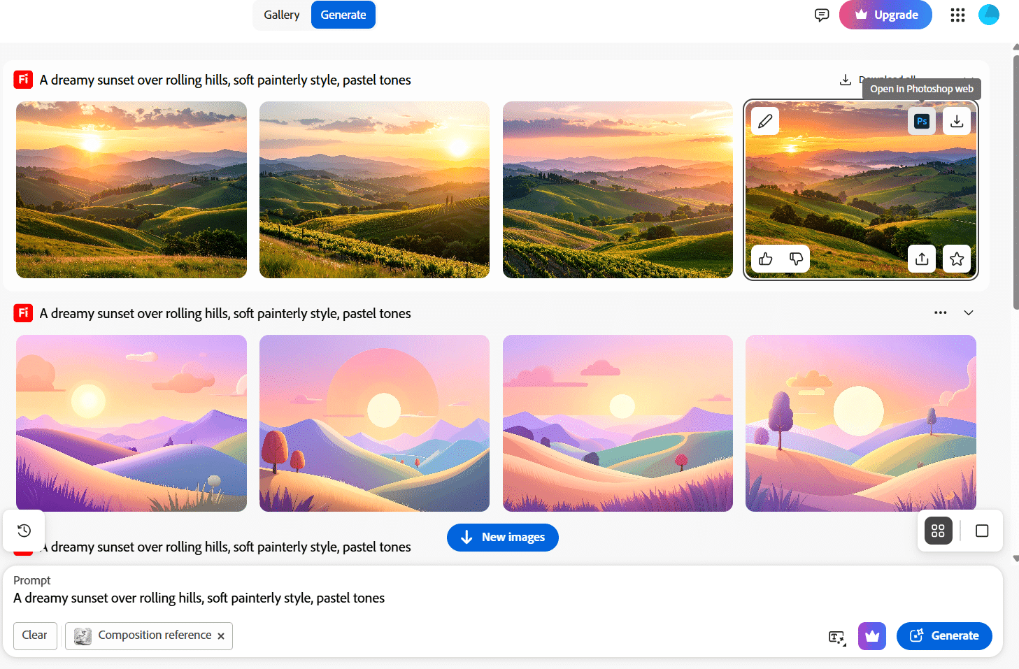 Download button in Adobe Firefly interface for saving AI-generated image