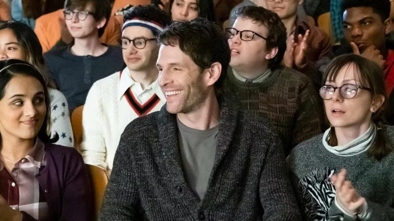 Aparna Brielle as Sarika, Nick Peine as Marcus, Glenn Howerton as Jack, Jacob Houston as Victor, and Allisyn Snyder as Heather on A.P. Bio