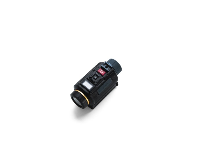 An AKASO Sight-300 digital monocular, designed for outdoor use, shown from a side angle with buttons and lens visible.