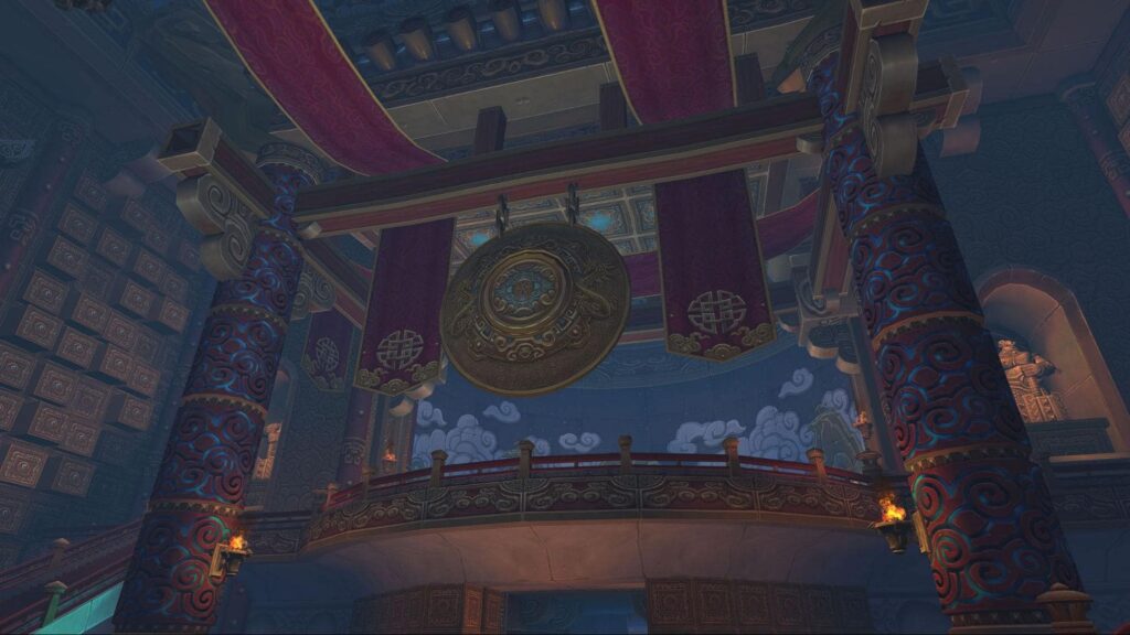 Ornate gong inside Pandaria temple WoW