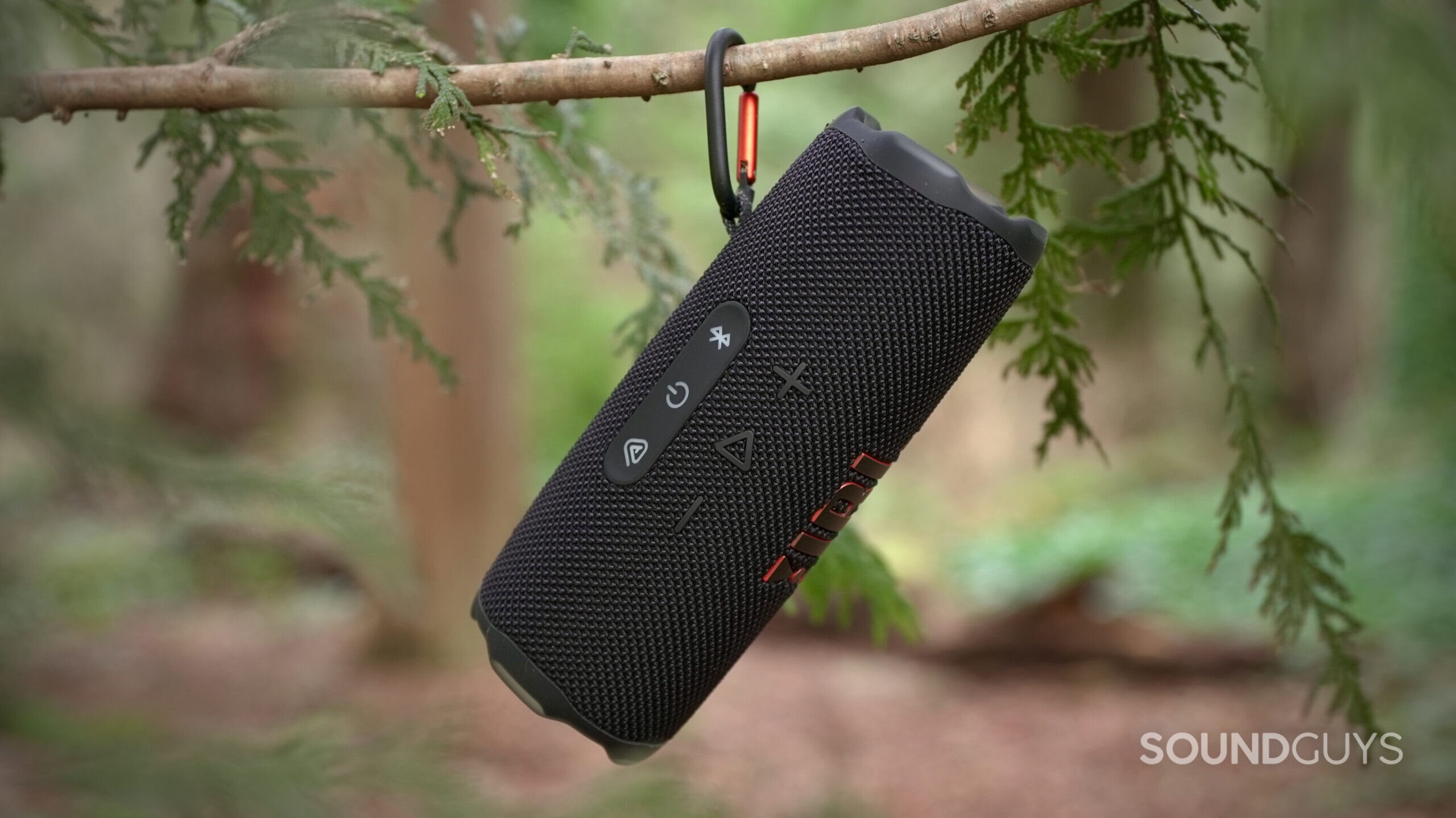 JBL Flip 7 hanging from tree branch JBL Flip 7 hanging from tree branch