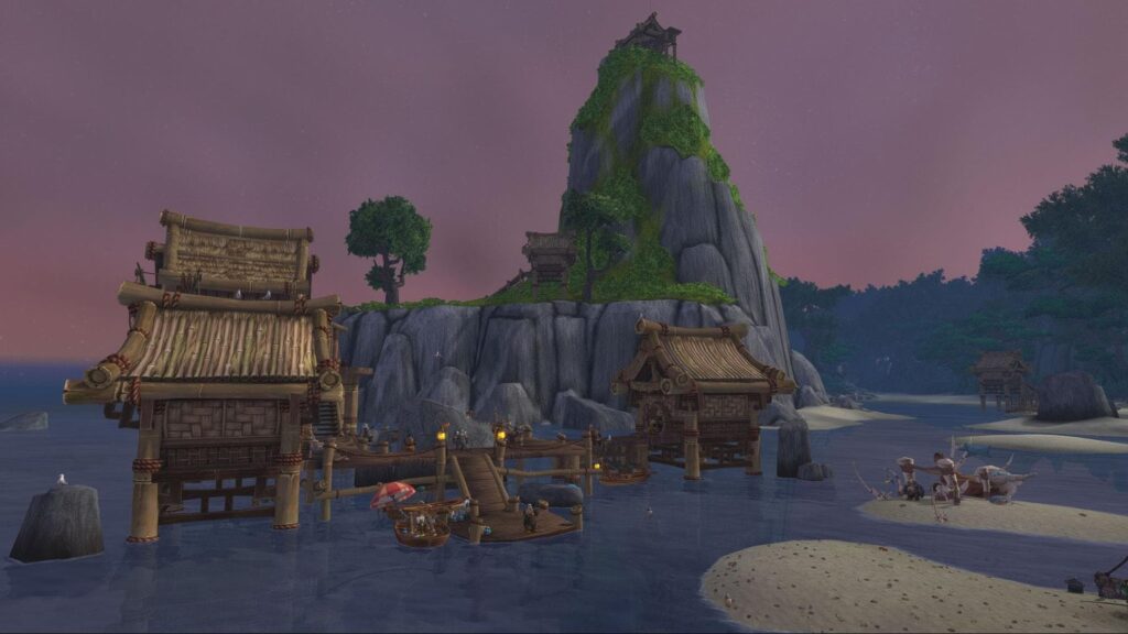 WoW MoP Classic Anglers fishing village in Krasarang Wilds