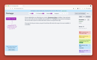 Screenshot of the Hemingway Editor