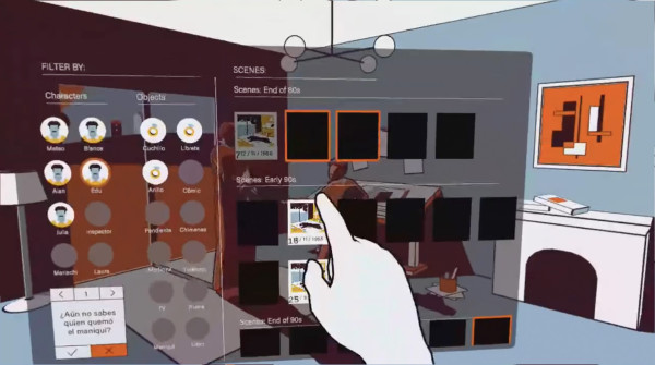 The Impossible Crime - A spreadsheet of characters and scenes the player can use to solve a crime.