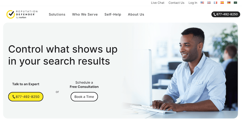 ReputationDefender search results landing page