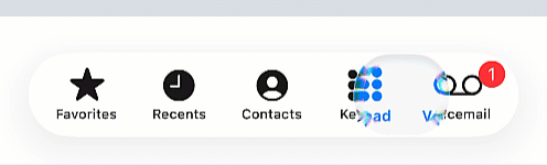 When selecting tabs on the phone app, the selected tab shimmers and wiggles in a bubble.