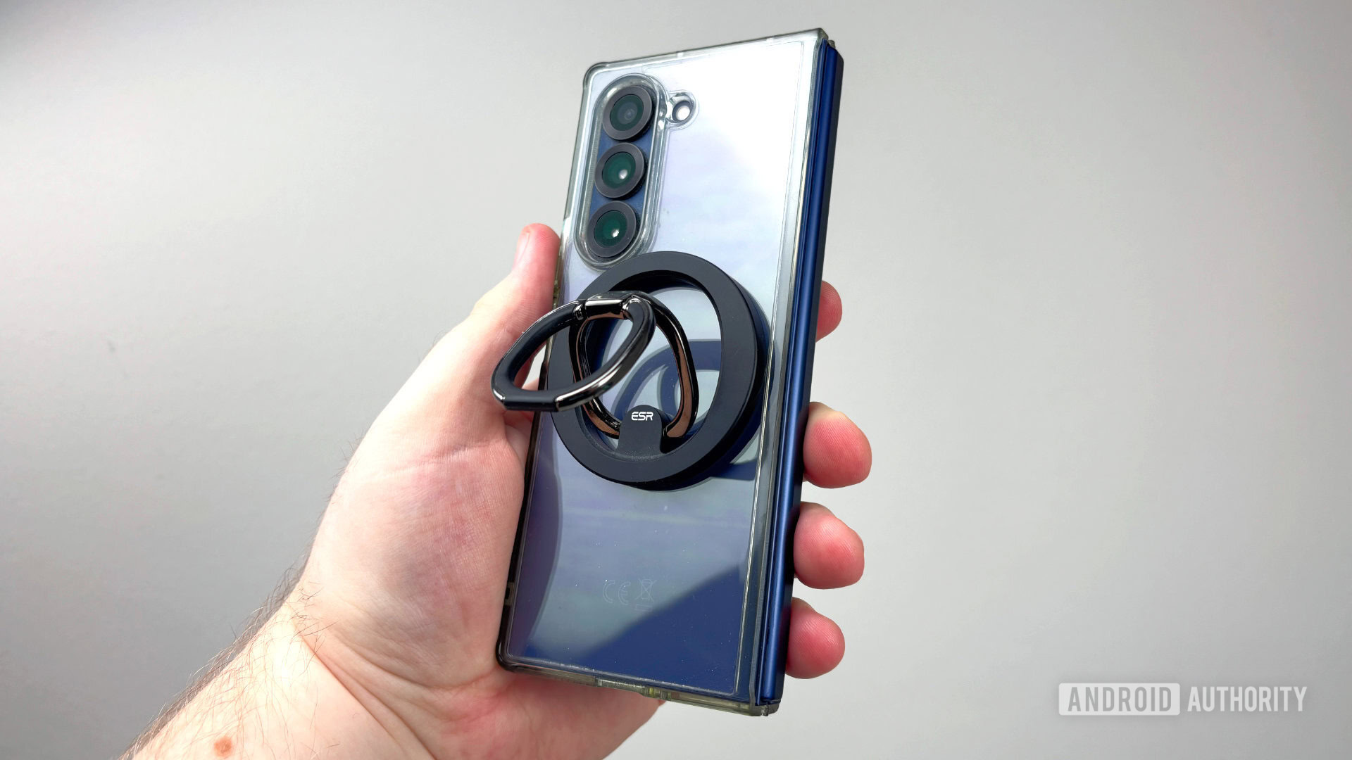 Esr magsafe ring holder on samsung galaxy z fold 6 held in hand