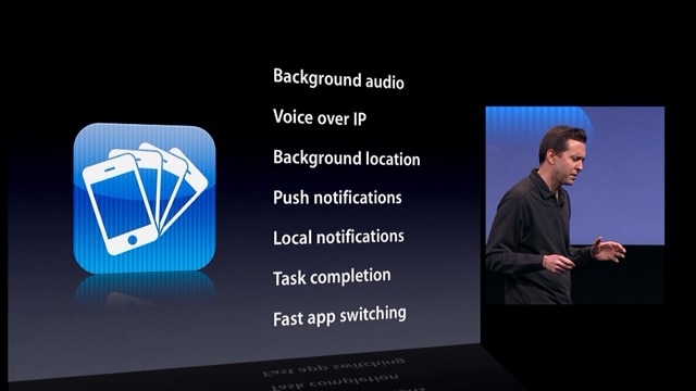 Scott Forstall introducing multitasking in iOS 4