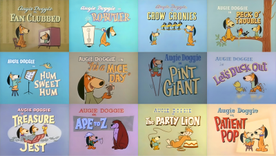 Title cards for Hanna-Barbera’s Augie Doggie.