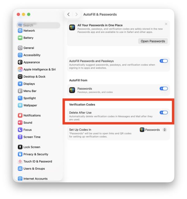 How to automatically delete verification codes on Mac