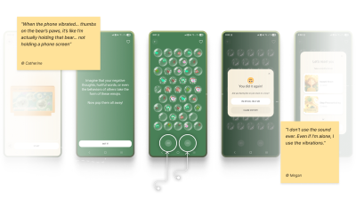 Bear Room’s “bubble-wrap” grounding micro-interaction